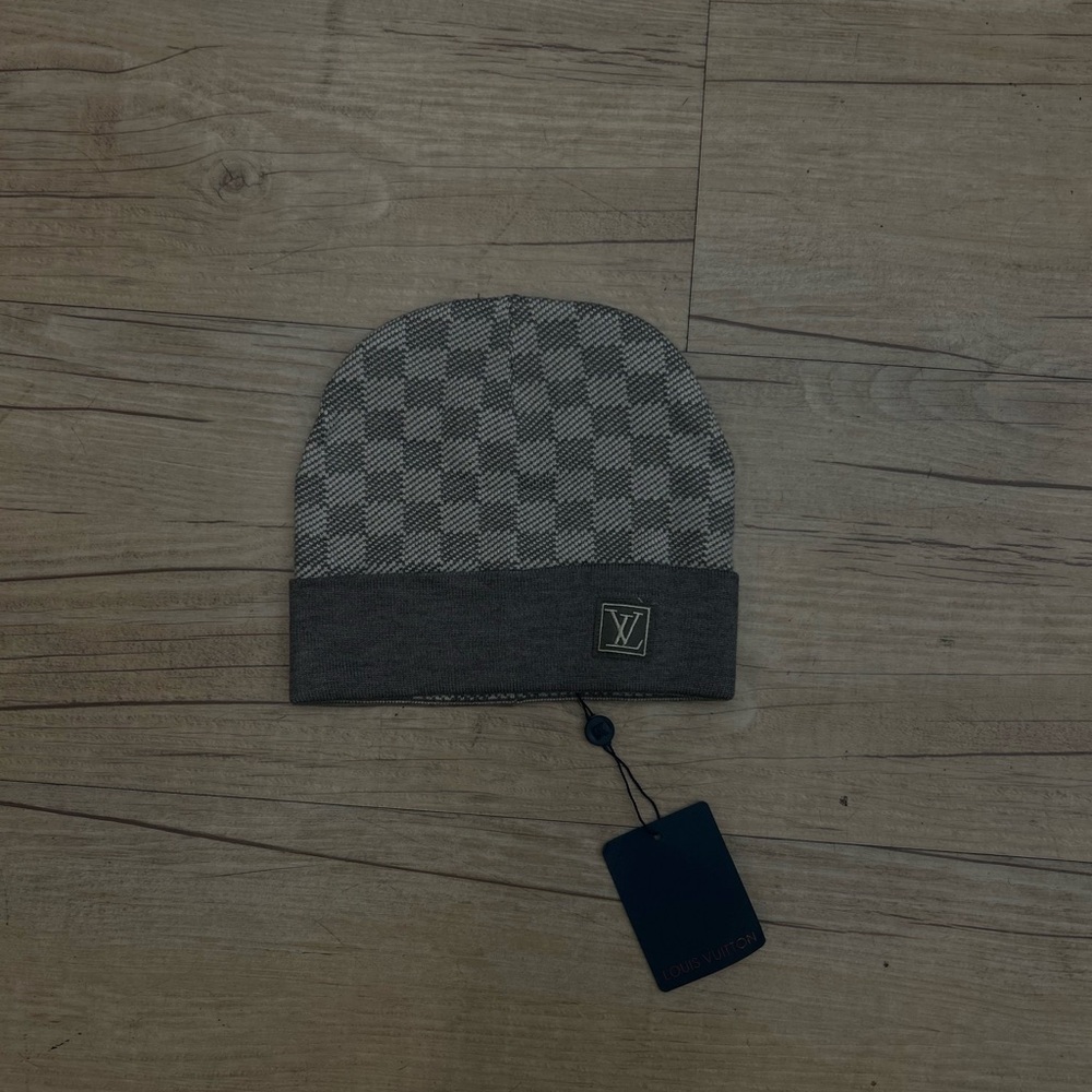 Louis Vuitton Gray Damier Fold Cuff Beanie